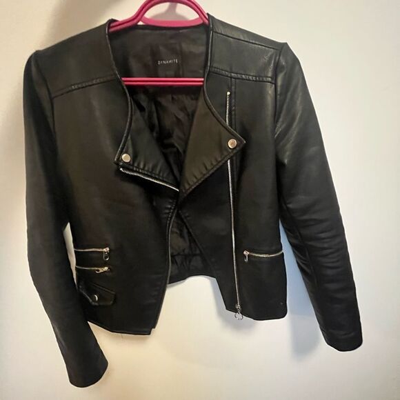 COPY - Dynamite Black Leather Jacket (Small) - Picture 1 of 3